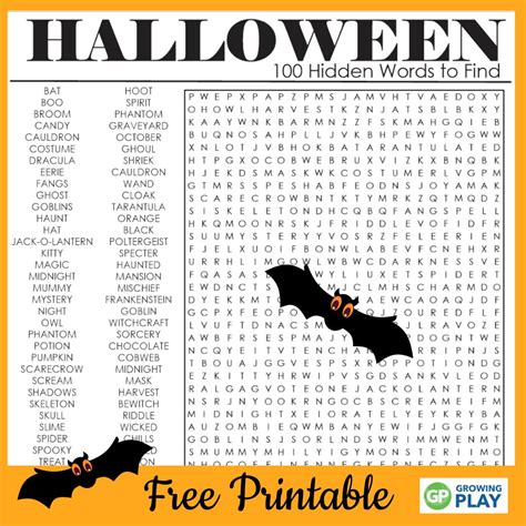 Hard Halloween Word Search Printable