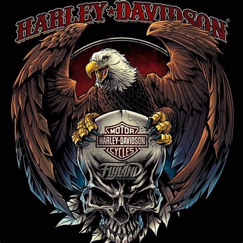 Harley Davidson Eagle With Skull Flyland Designs Freelance Illustration And Graphic Design By