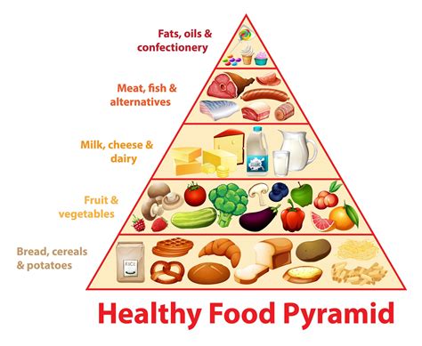 Healthy Food Pyramid Educational Chart 1338065 Vector Art At Vecteezy