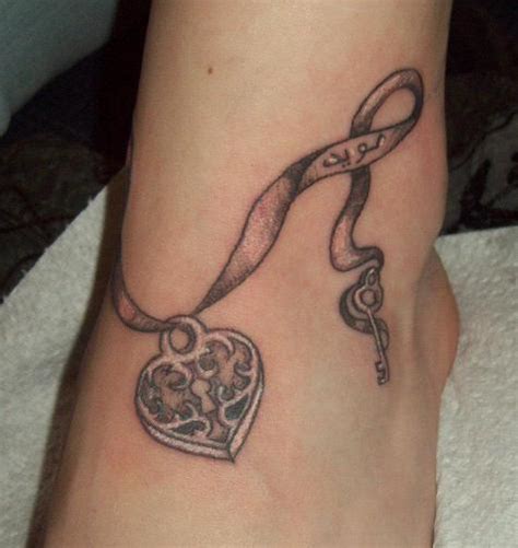 Heart Locket Ankle Tattoo