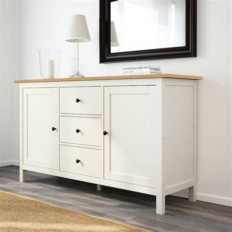 Hemnes Sideboard White Stain Light Brown 157X88 Cm Ikea