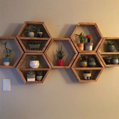 Hexagon Shelves On Wall Honeycomb For Bathroom Nursery Shelf Etsy