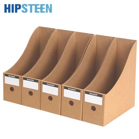 Hipsteen 5Pcs Durable Paper File Storage Organizer Box Office Study Desktop Crate Set Support