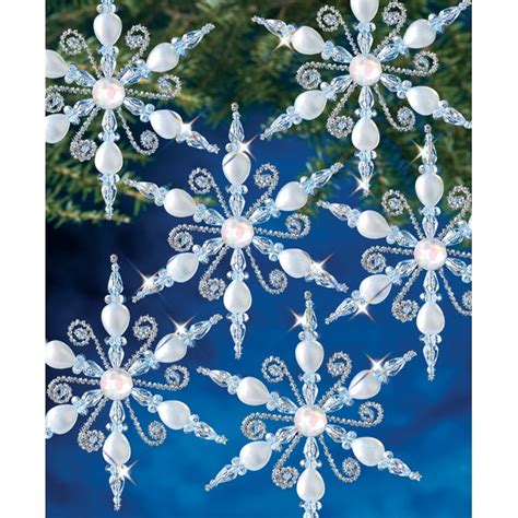 Holiday Beaded Ornament Kit Light Sapphire Snowflake Makes 6 Walmart Com