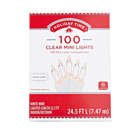 Holiday Time Mini Christmas Lights 24 5Ft Clear 100 Count Walmart