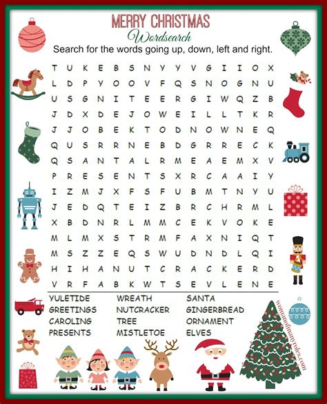 Free Holiday Word Search Printable for Kids and Adults