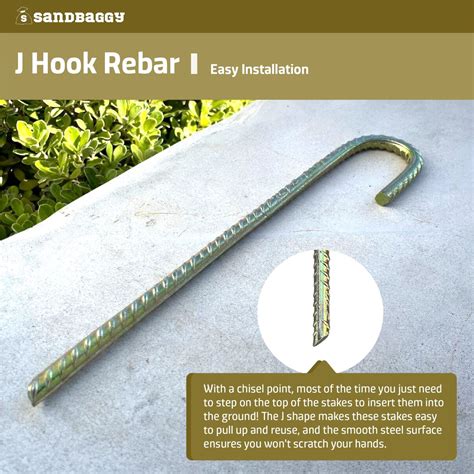 Home Accessories J Hook Rebar Stakes Galvanized Steel 12 X