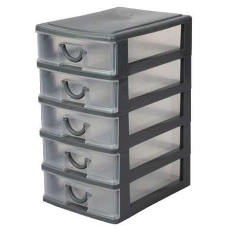 Home Basics 5 Tier Plastic Drawer Organizer Grey 1 Unit Fred Meyer