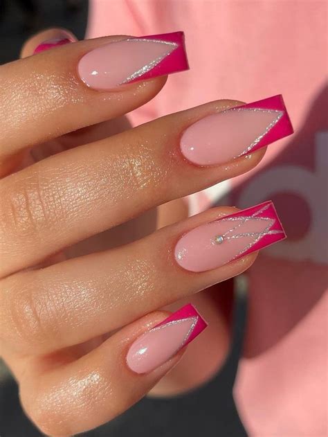 Hot Pink Nails 35 Best Designs To Inspire Your Next Manicure Pink Tip Nails Magenta Nails