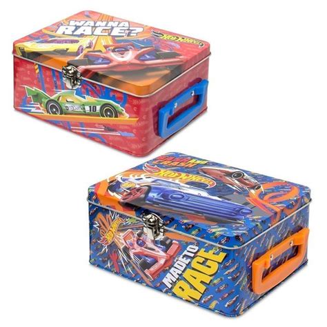 Hot Wheels Kids Assorted 15Pc Slots Tin Storage Carry Case For Hot