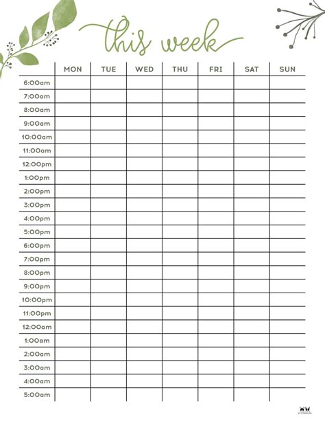 Free Hourly Planner Printable for Daily Productivity