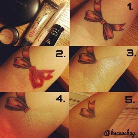 How To Cover Up Tattoos Use A Red Lipstick Covering The Outlines Pat