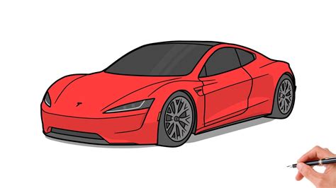 How To Draw A Car The Tesla Roadster Youtube