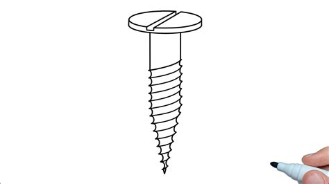 How To Draw A Screw Step By Step Drawing A Tapping Screw Easy Youtube