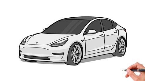 How To Draw A Tesla Model 3 Drawing Tesla Model 3 Performance 2017