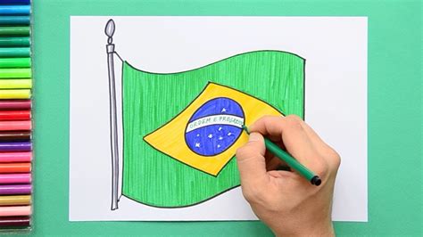 How To Draw Brazil Flag Brazilian Flag Art Coloring For Kids Learn