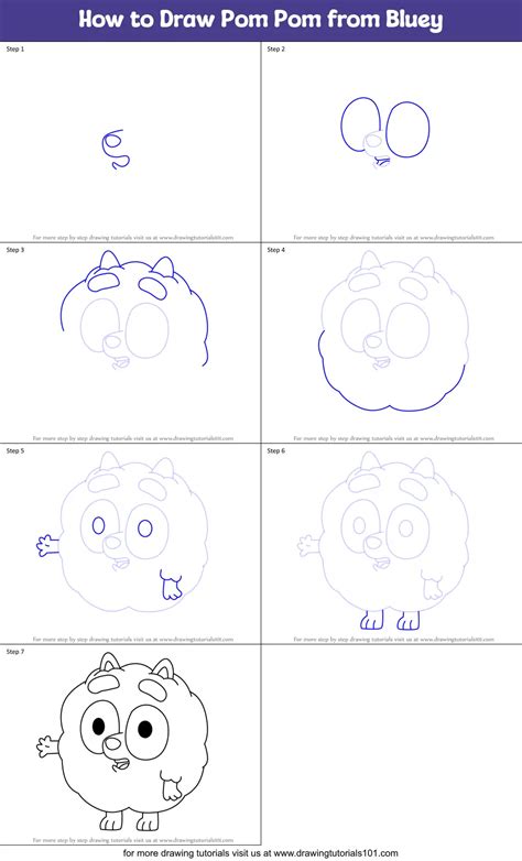 How To Draw Pom Pom From Bluey Bluey Step By Step