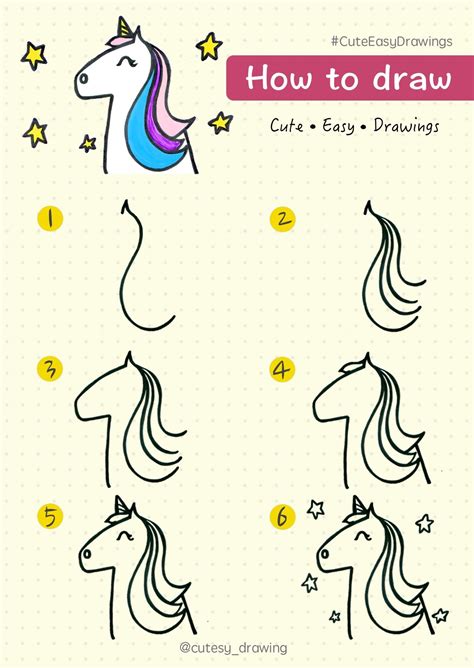 How To Draw Step By Step Easy Unicorn Draw The Outline Of The Upper