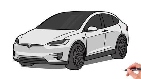 How To Draw Tesla Model X Tesla Model X Tesla Car Drawing Stencils