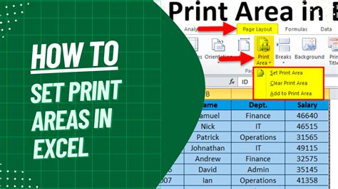 How To Set Print Areas In Excel A Step By Step Guide