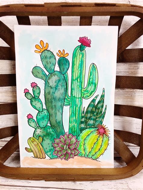 How To Watercolor A Free Cactus Printable With Tombow Dual Brush Pens