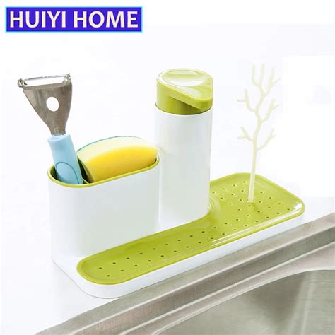 Huiyi Home Dishwashing Sponge Holder 3 In 1 Kitchen Multi Purpose