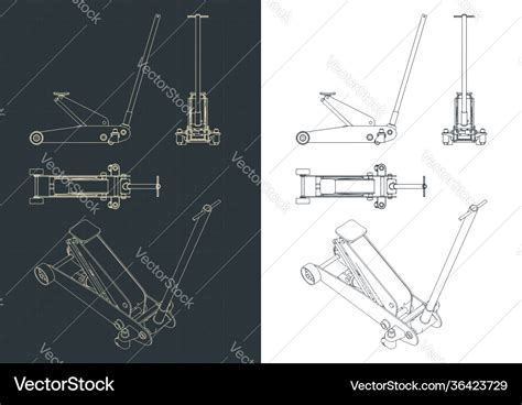 Hydraulic Car Jack Drawings Royalty Free Vector Image