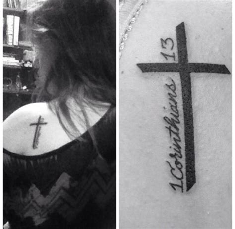 I Finally Got My First Tattoo A Simple Cross With 1 Corinthians 13 On