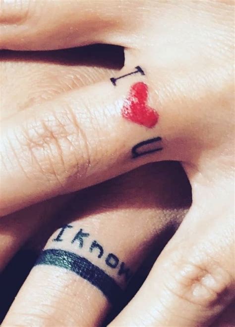 I Heart You I Know Finger Tattoos Couple Tattoo Ideas Finger