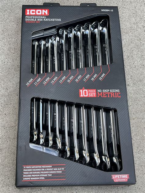 Icon 10 Pc Metric Professional Ratcheting Combination Wrench Set With