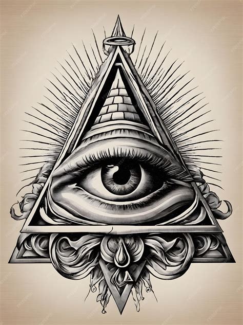 Illuminati Eyes Occult Providence Symbol Vintage Mystic Tattoo Esoteric Spiritual Symbol Premium Ai Generated Image