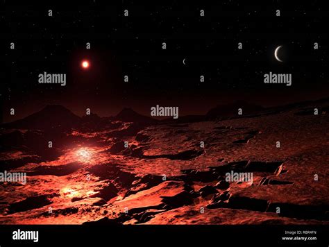 Illustration Of The Imagined View From The Surface Of The Exoplanet