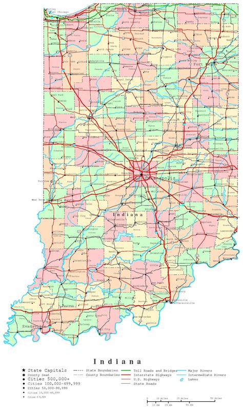 Indiana State Map With Counties Outline And Location Of Each County