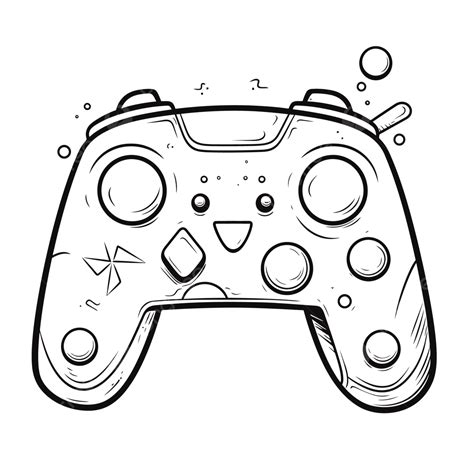 Ink Drawing Of A Gaming Controller That Has Bubbles On It Outline