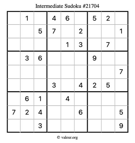 Intermediate Sudoku Puzzle 21704