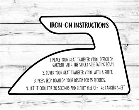 Iron On Instructions Svg Iron On Heat Transfer Vinyl Svg Etsy