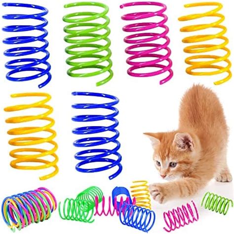 Ismarten 100 Pack Pet Wide Colorful Springs Cat Toys Plastic Coil Spiral Springs For Cat Kitten