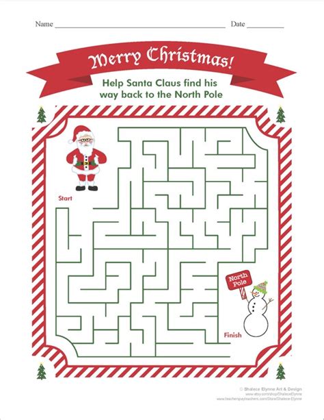 Items Similar To Christmas Maze Printable Game Instant Download On Etsy