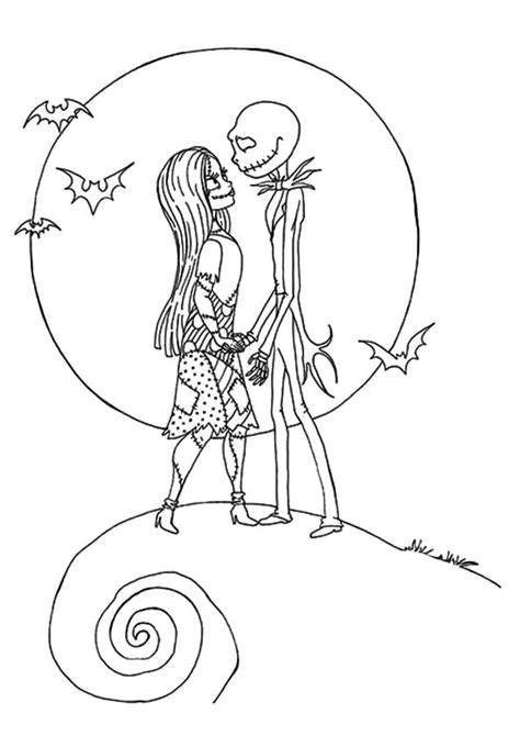 Jack And Sally From Nightmare Before Christmas Coloring Page Download Print Or Color Online