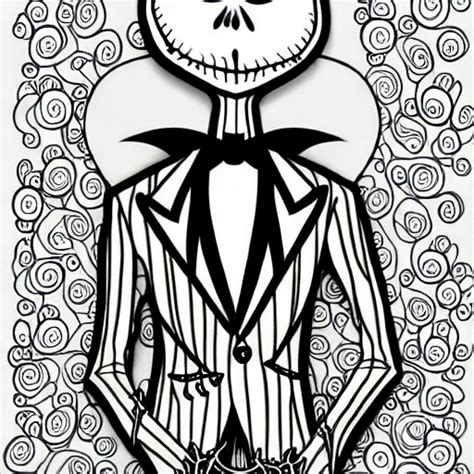 Jack Skellington In Coloring Book Style Creative Fabrica