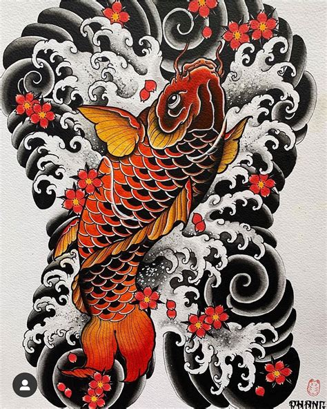 Japanese Tattoo Designs Fish And Flower Irezumi Tattoos