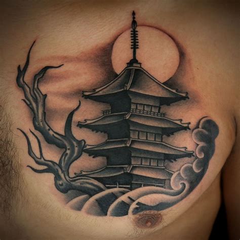 Japanese Temple Tattoo By Tony Medellin Tatuagem Templo Tatuagem