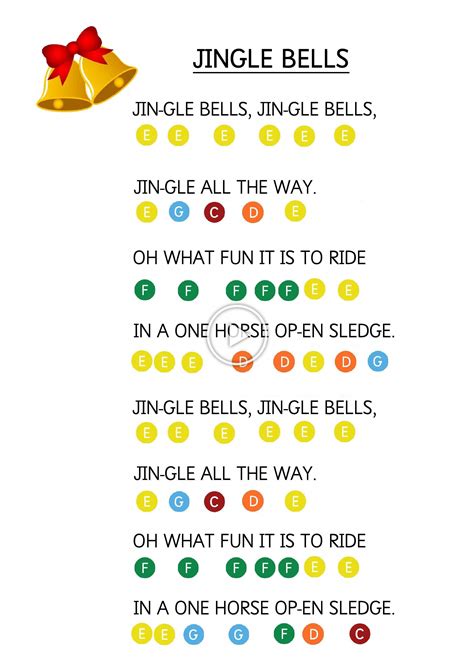 Jingle Bells Easy Piano Music Sheet For Toddlers