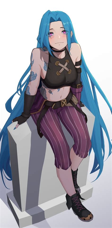 Jinx Hair Down Longhair Anime Leagueoflegends Blue Lol Arcane