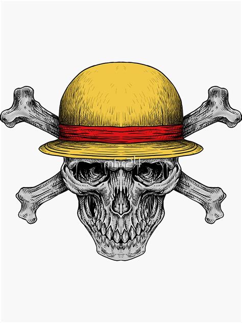 Jolly Roger Straw Hat Pirates Sticker For Sale By Mhr24 Redbubble