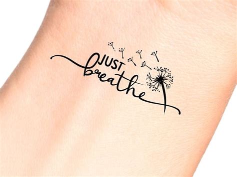 Just Breathe Dandelion Temporary Tattoo Etsy Canada In 2024 Tattoos