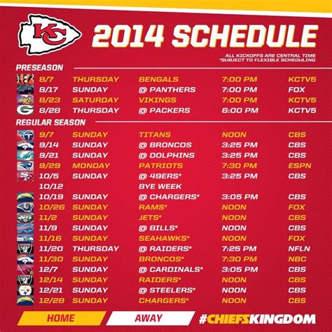 Kansas City Chiefs 2023 Printable Schedule