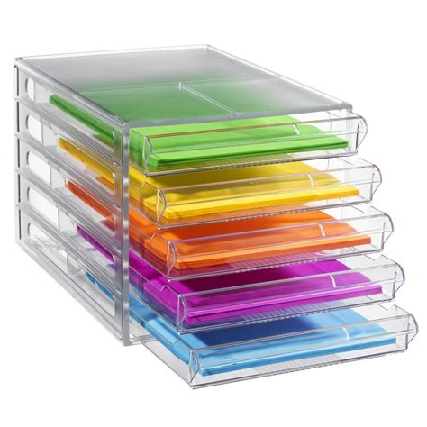 Keji 5 Drawer Desktop File Clear Officeworks Storage Desktop