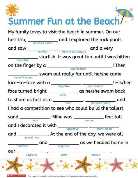 Kids Printable Mad Libs