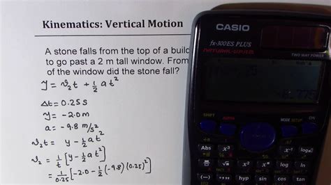 Kinematics Vertical Motion Constant Acceleration Due To Gravity Youtube